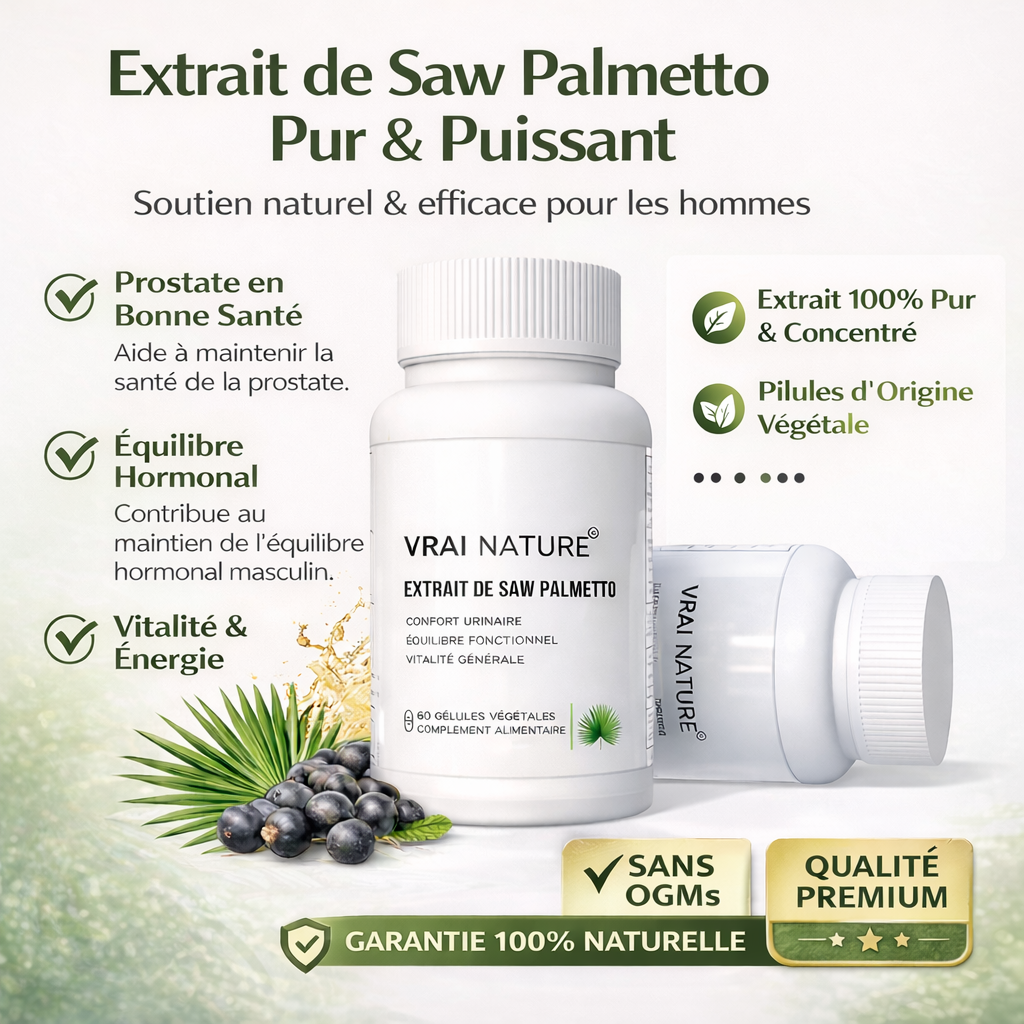 EXTRAIT DE SAW PALMETTO Confort urinaire · Équilibre fonctionnel · Vitalité générale